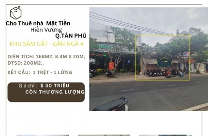 Cho thuê nhà Mặt Tiền Hiền Vương 168m2, 30 triệu, Cạnh Ngã 4